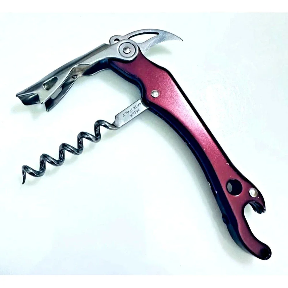 Italian Wine Steward's Tool Waiter's Corkscrew Burgandy Anodized Aluminum 2005